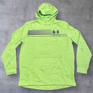 Men's UNDER ARMOUR Logo Black & Neon Yellow Stripe Hoodie Sweatshirt Size Medium